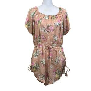 Spell Sundancer romper, peach floral, medium, bohemian, flirty, vacation‎